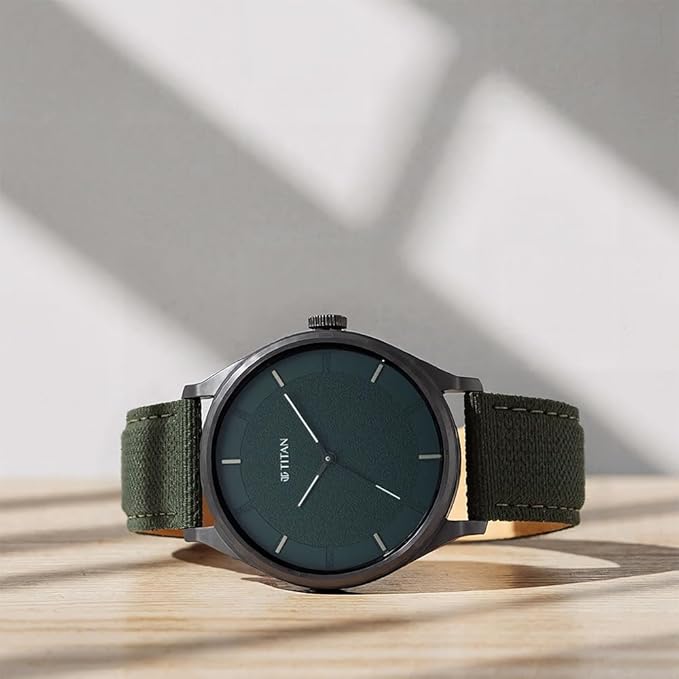 Green Leather Strap Watch for Men
