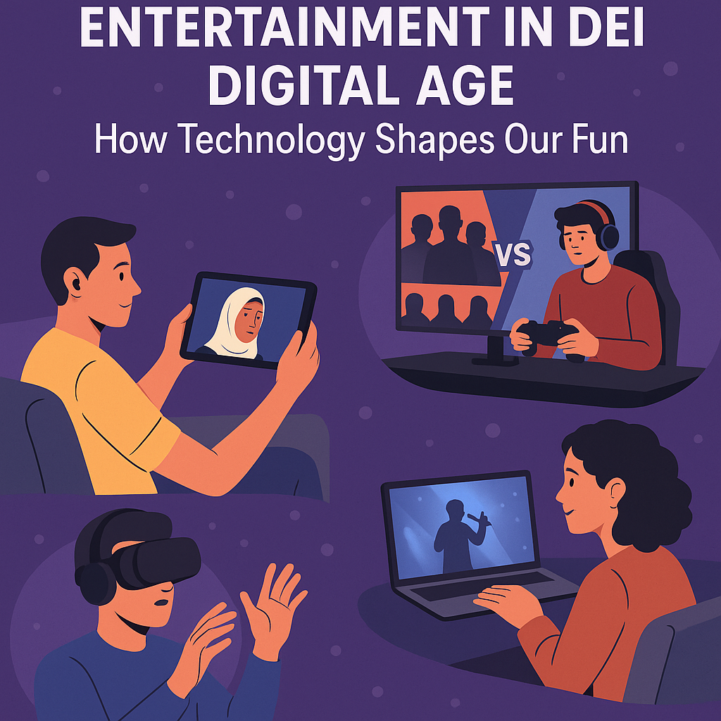 "People enjoying digital entertainment online."